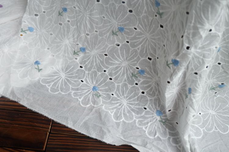 Wide Embroidery Eyelet Fabric Width 145 cm EF0077-Lace Fabric Shop