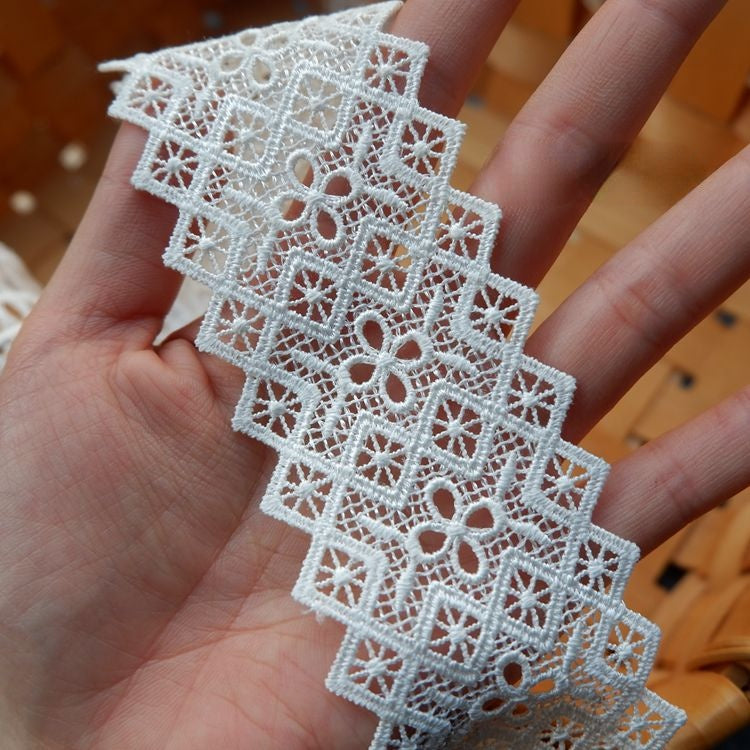 3D Leaf White Black Clothes Lace Trim LT0229-Lace Fabric Shop