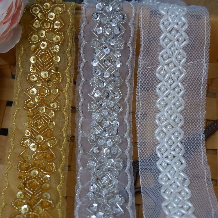 Tulle Beaded Lace Trims Fabric BT0047-Lace Fabric Shop