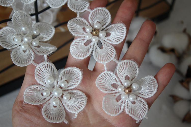 Beaded Floral Lace Trim Fabrics BT0038-Lace Fabric Shop