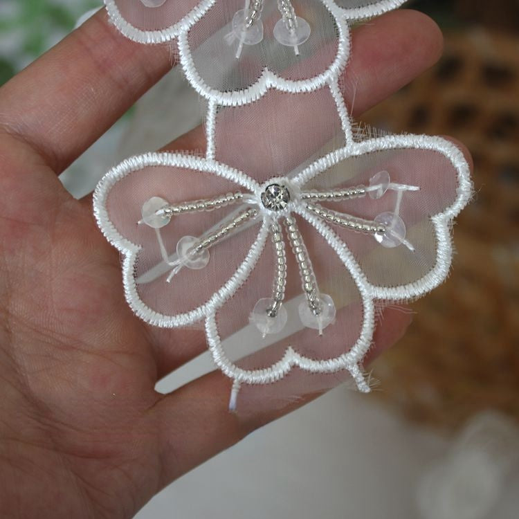 Beaded Veil Decoration Lace Trim BT0003-Lace Fabric Shop