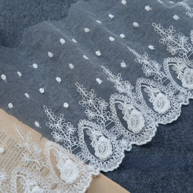 Embroidery Tulle Width 13-20 cm TF0005-Lace Fabric Shop
