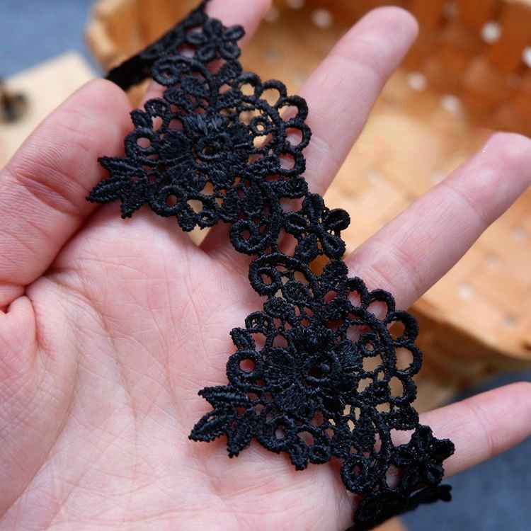 Guipure 3D White Black Lace Trim LT0226-Lace Fabric Shop