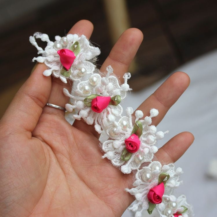 Beaded Flower Lace Trim Wedding Decoration BT0071-Lace Fabric Shop