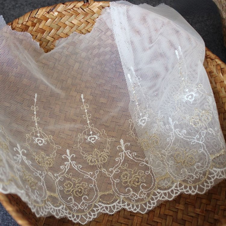 Tulle Mesh Lace Trimming Width 15-18 cm CL0080-Lace Fabric Shop