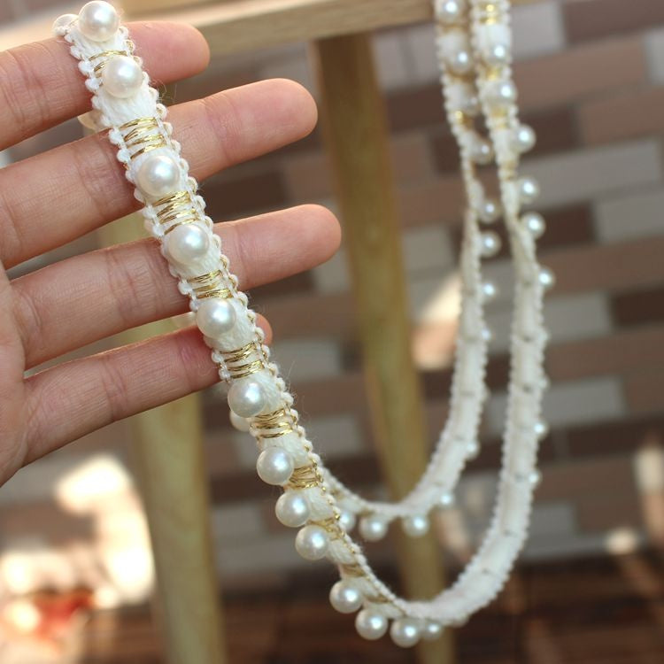 Neckline Beaded Lace Trims Fabric Material BT0092-Lace Fabric Shop