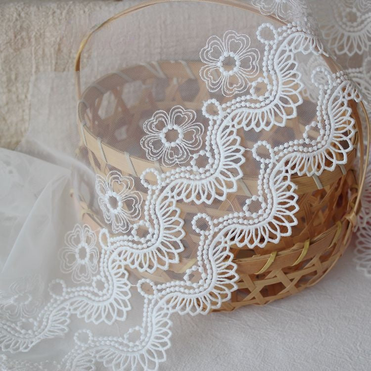 Wide Embroidery Tulle Trim Width 16-24 cm TF0109-Lace Fabric Shop