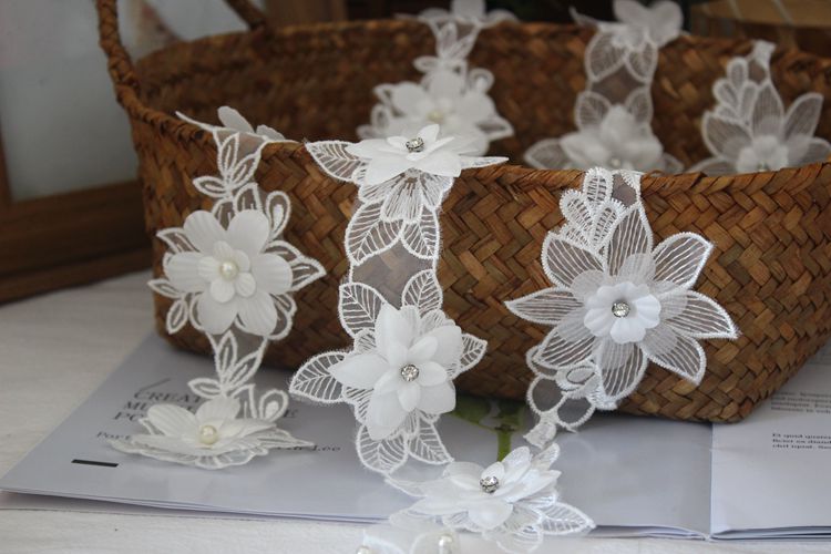 Beads Floral Lace Trimming Fabric BT0040-Lace Fabric Shop