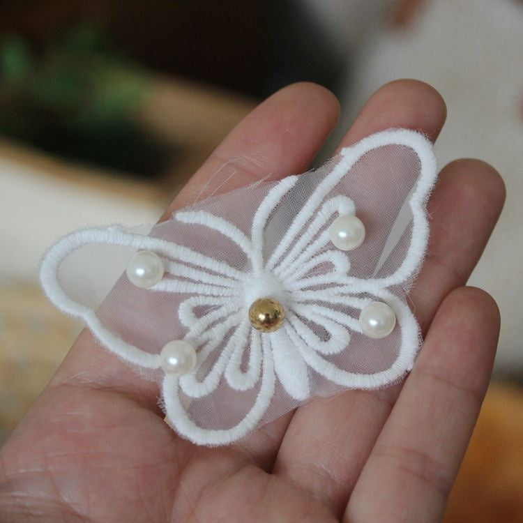 3D Beaded Lace Trim Single Butterfly BT0012-Lace Fabric Shop
