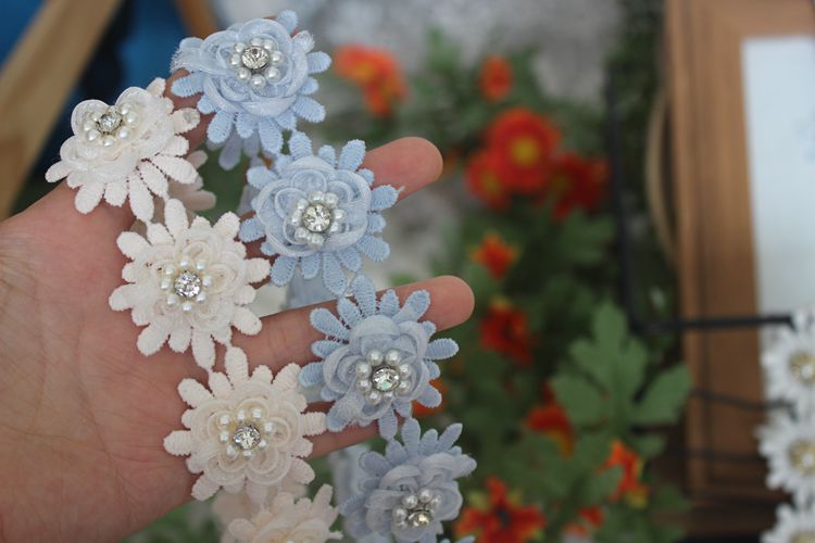 Pearl Beaded Floral Lace Trim Fabrics BT0034-Lace Fabric Shop