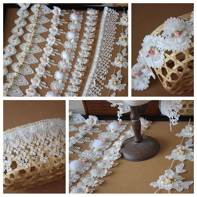 3D Beaded Lace Flower Trim Dress Material BT0089-Lace Fabric Shop