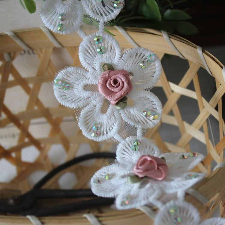 Beads Rose Lace Trimming Fabric BT0054-Lace Fabric Shop