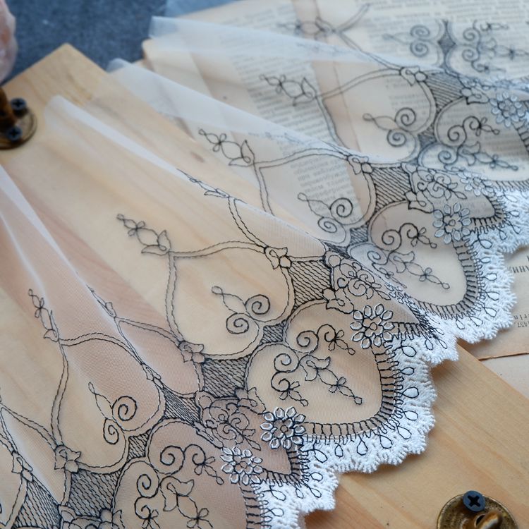 Embroidery Tulle Fabrics Width 21 cm TF0052-Lace Fabric Shop