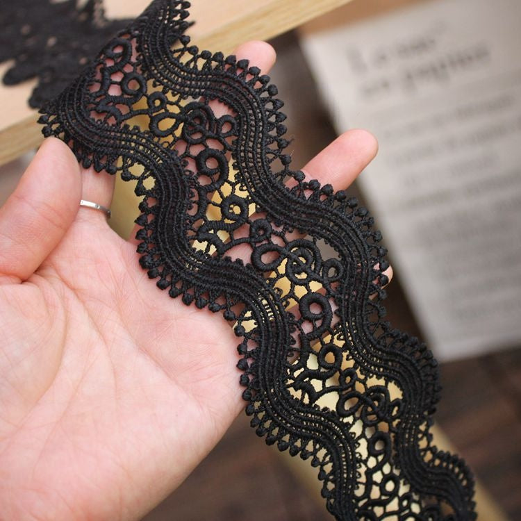Geometric Black Lace Trim Width 6 cm LT0343-Lace Fabric Shop