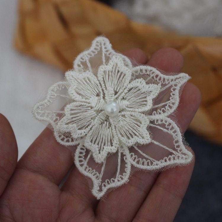 Beads Lace Trimming Single Flower BT0011-Lace Fabric Shop