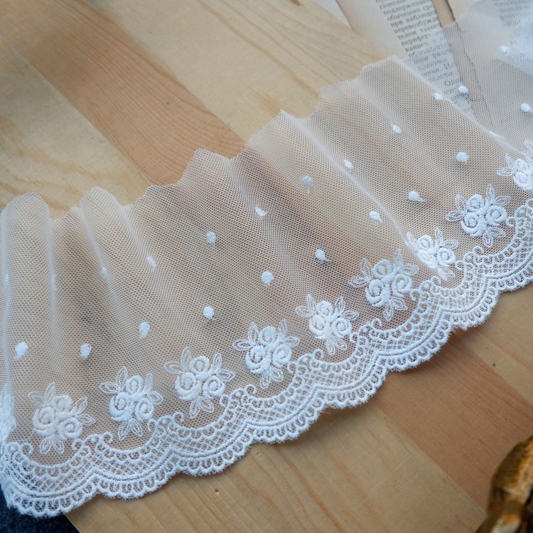 Embroidery Rose Tulle Trim Width 9.5 cm TF0063-Lace Fabric Shop