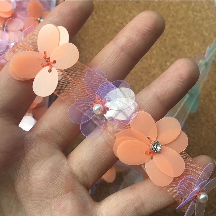 Sequins Beads Color Lace Trimming BT0028-Lace Fabric Shop