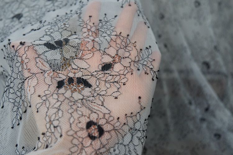 Grey Chantilly Lace Fabric Width 150 cm CHL0107-Lace Fabric Shop