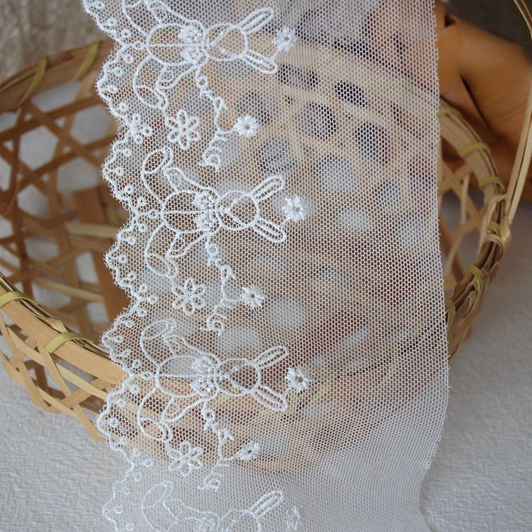 Embroidery Rabbit Mesh Lace Width 9 cm CL0078-Lace Fabric Shop