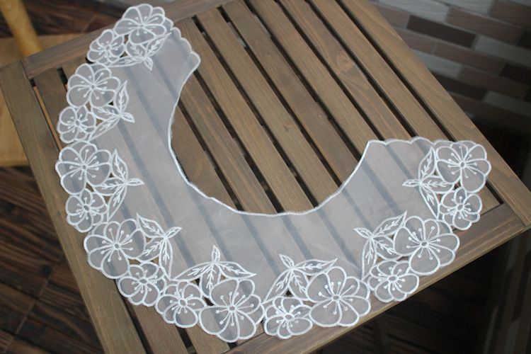 Embroidery Organza Collar Eyelet Fabric EF0071-Lace Fabric Shop