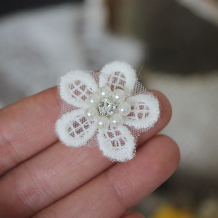 Lace Bead Trimming Single Floral BT0030-Lace Fabric Shop