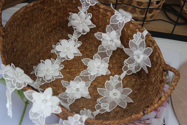 Beads Floral Lace Trimming Fabric BT0040-Lace Fabric Shop