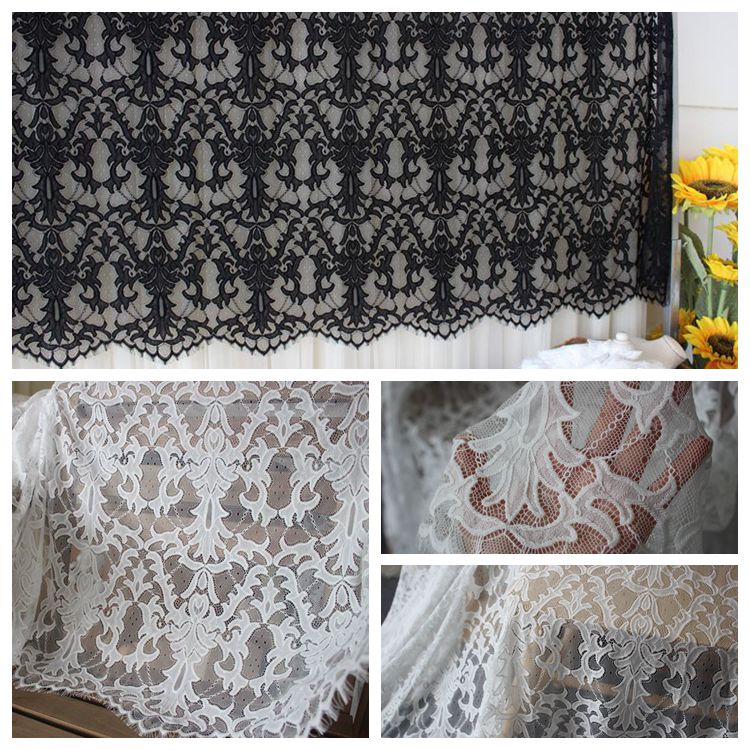 White Black 3D Guipure Lace Width 150 cm GL0092-Lace Fabric Shop