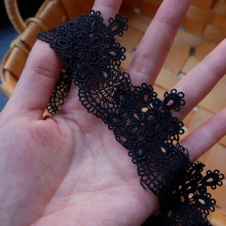 3D Black Neckline Lace Trim Materials LT0232-Lace Fabric Shop