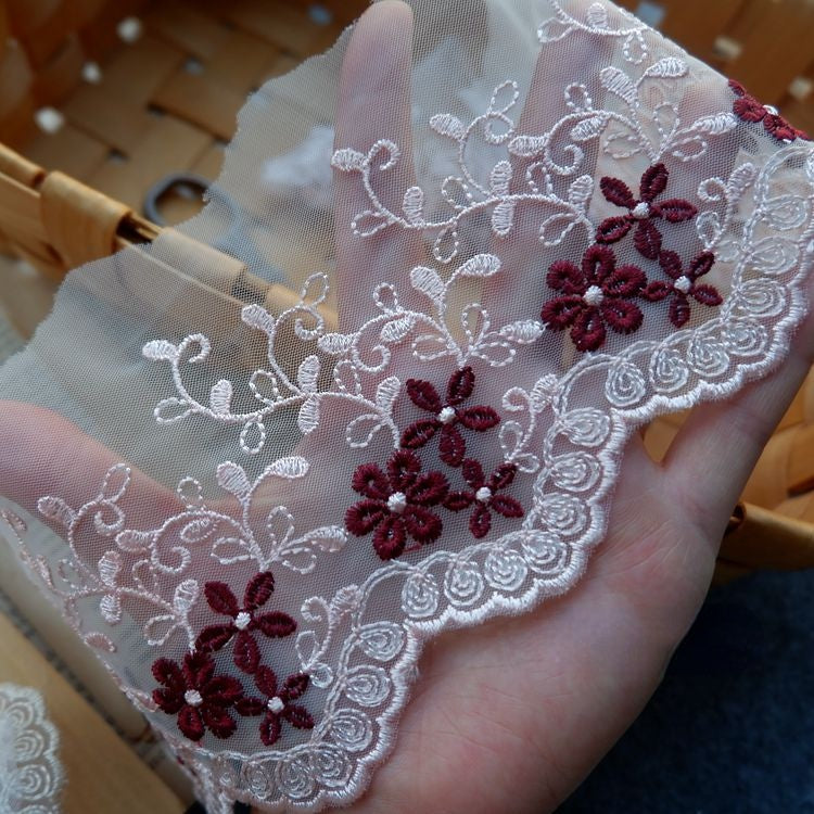 Embroidery Tulle Width 9-11 cm TF0027-Lace Fabric Shop