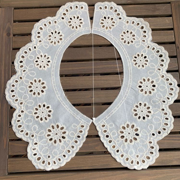 Embroidery Cotton Eyelet Lace Collar Fabric EF0033