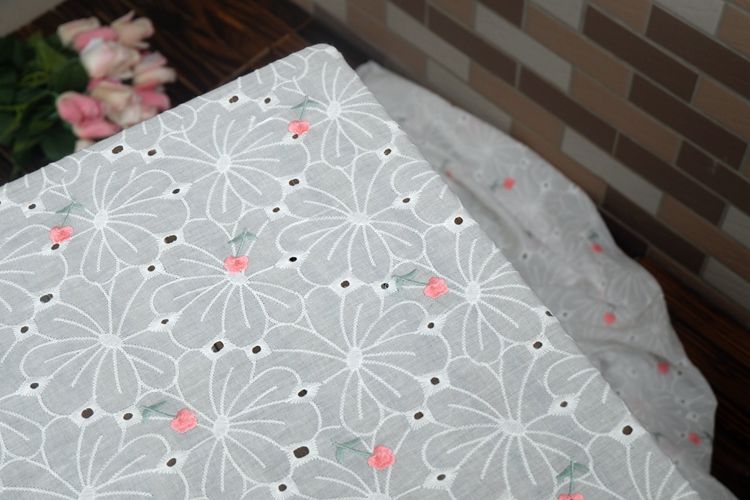 Wide Embroidery Eyelet Fabric Width 145 cm EF0077-Lace Fabric Shop