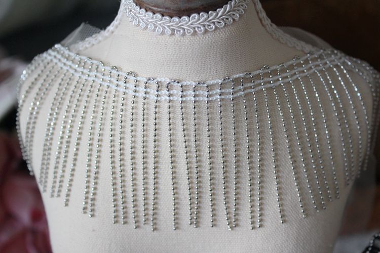 Tassel Beaded Tulle Mesh Lace Trim Fabric BT0100-Lace Fabric Shop