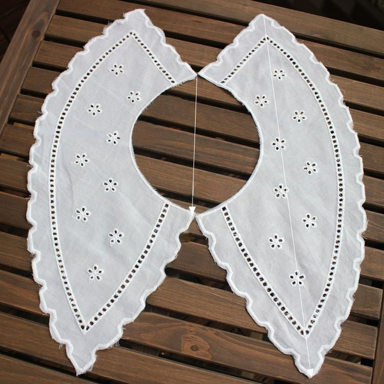 White Embroidery Cotton Eyelet Fabric Collar EF0062