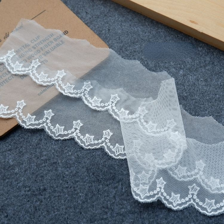 White Lace Tulle Fabrics Width 5-9 cm TF0070-Lace Fabric Shop