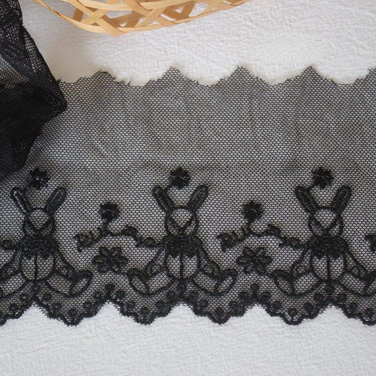 Embroidery Rabbit Mesh Lace Width 9 cm CL0078-Lace Fabric Shop