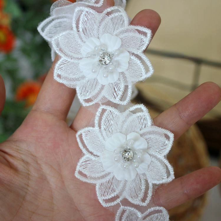 Beaded Veil Decoration Lace Trim BT0003-Lace Fabric Shop