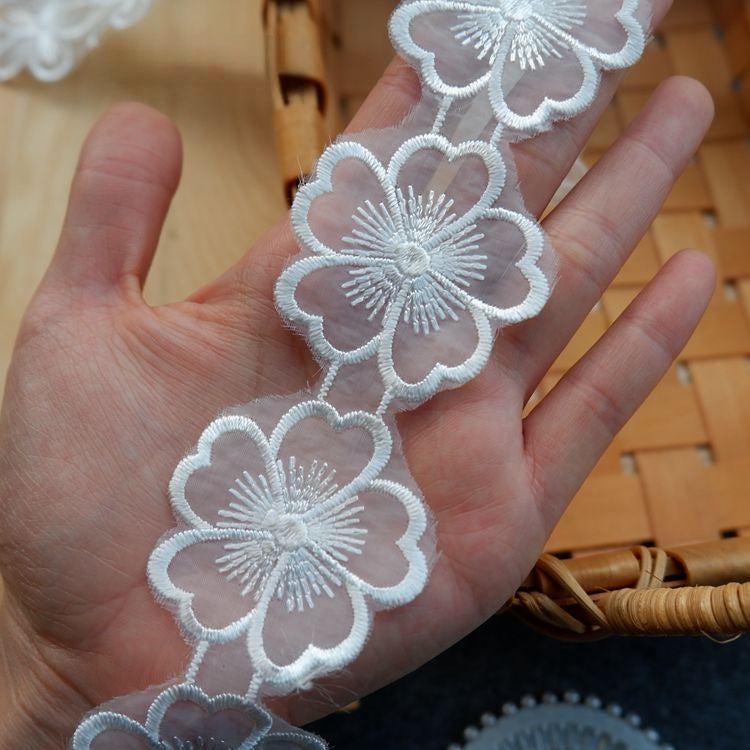 Embroidery Tulle Floral Trim Fabrics TF0054-Lace Fabric Shop