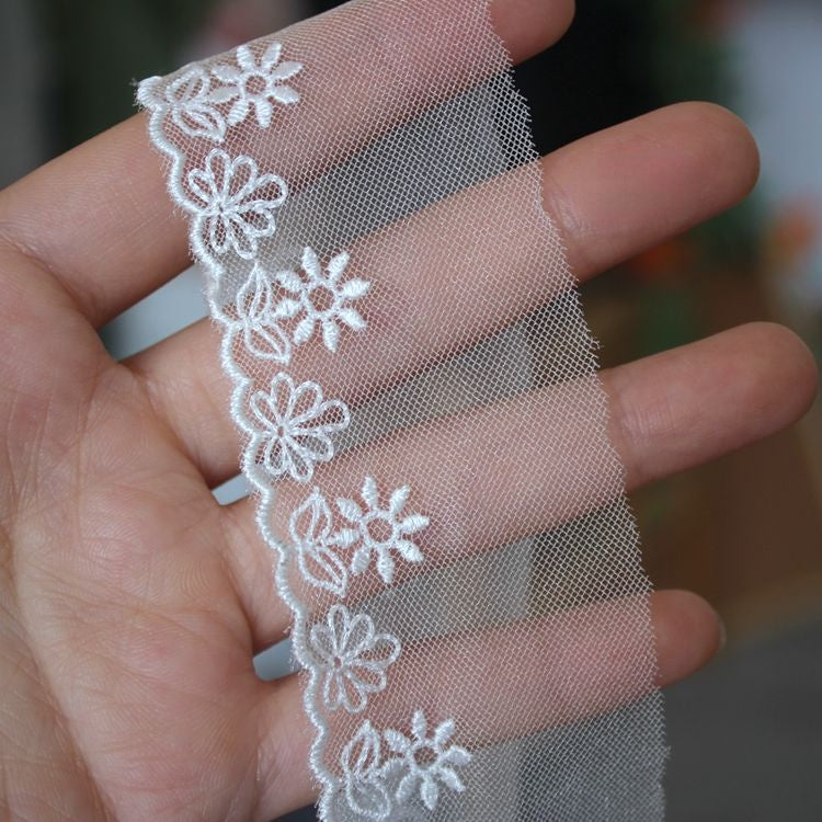 Embroidery Floral Tulle Trim Width 5 cm TF0107-Lace Fabric Shop