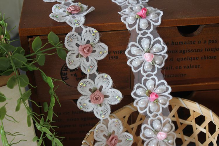 Beads Rose Lace Trimming Fabric BT0054-Lace Fabric Shop