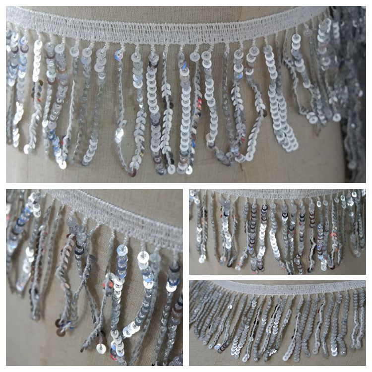 Tassel Sequins Beaded Lace Trim Fabrics BT0063-Lace Fabric Shop