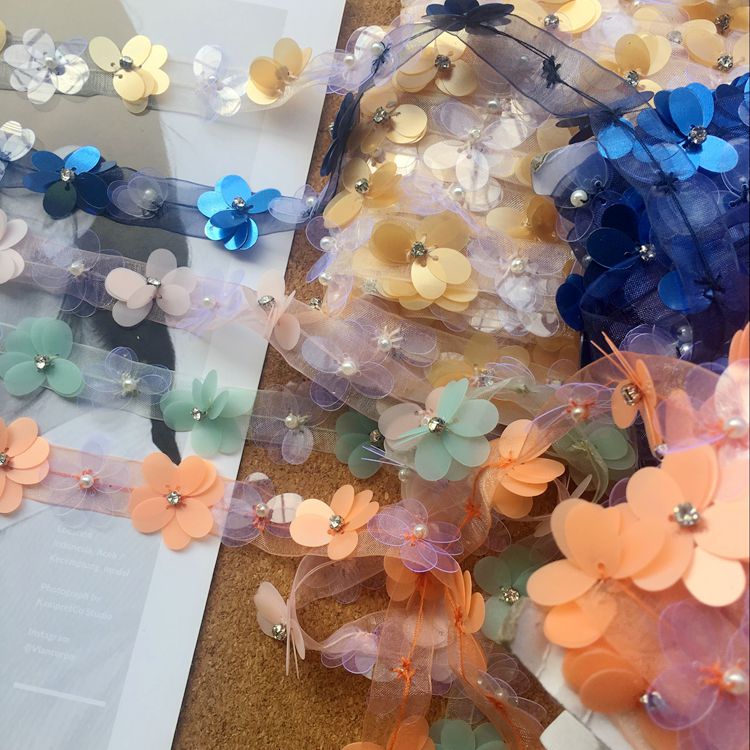 Sequins Beads Color Lace Trimming BT0028-Lace Fabric Shop