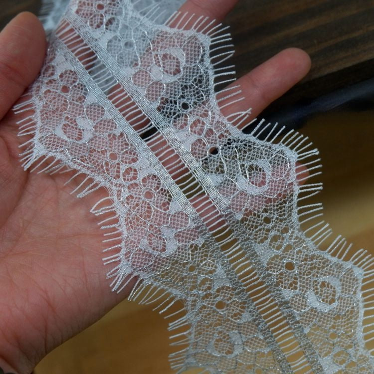 Golden Chantilly Color Lace Width 8 cm CL0007-Lace Fabric Shop