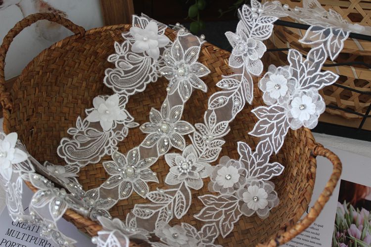 Beads Floral Lace Trimming Fabric BT0040-Lace Fabric Shop