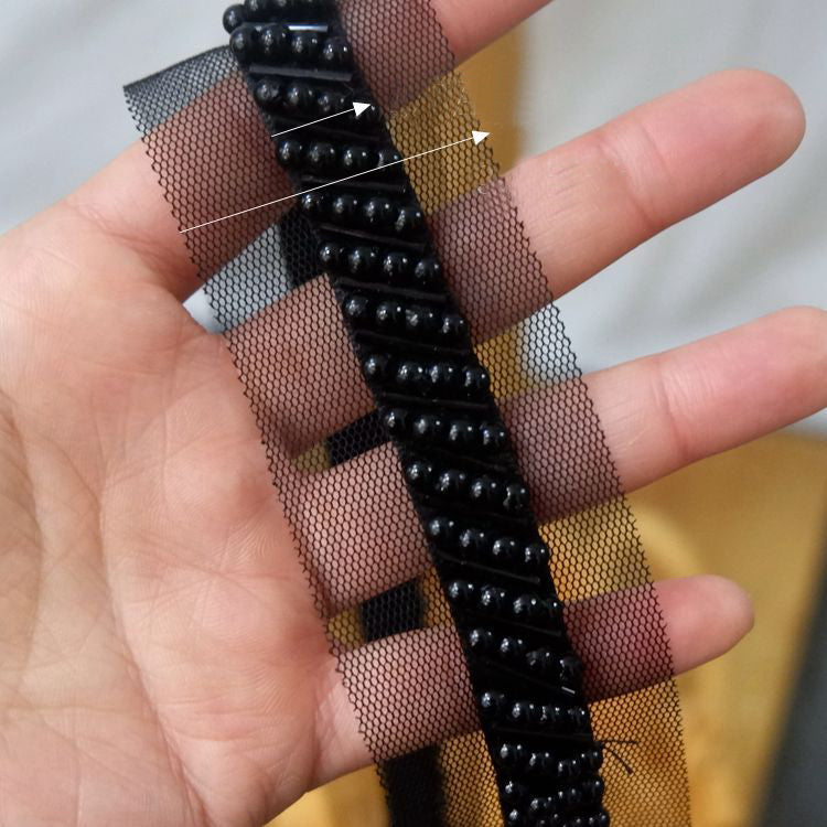 Ribbon Beaded Lace Trims Fabric BT0023-Lace Fabric Shop