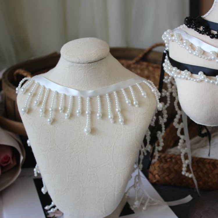 Pearl Tassel Beaded Lace Ribbon Trim Fabric BT0104-Lace Fabric Shop