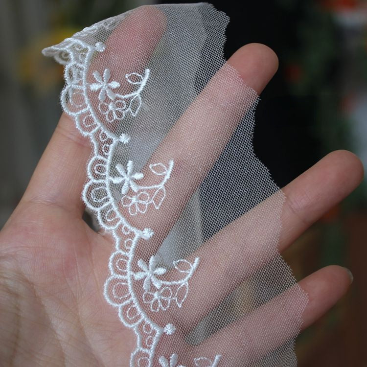 Embroidery Floral Tulle Trim Width 5 cm TF0107-Lace Fabric Shop