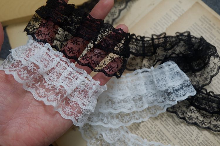 Pleated Stretch Lace Trim Width 4.6cm LT0168-Lace Fabric Shop
