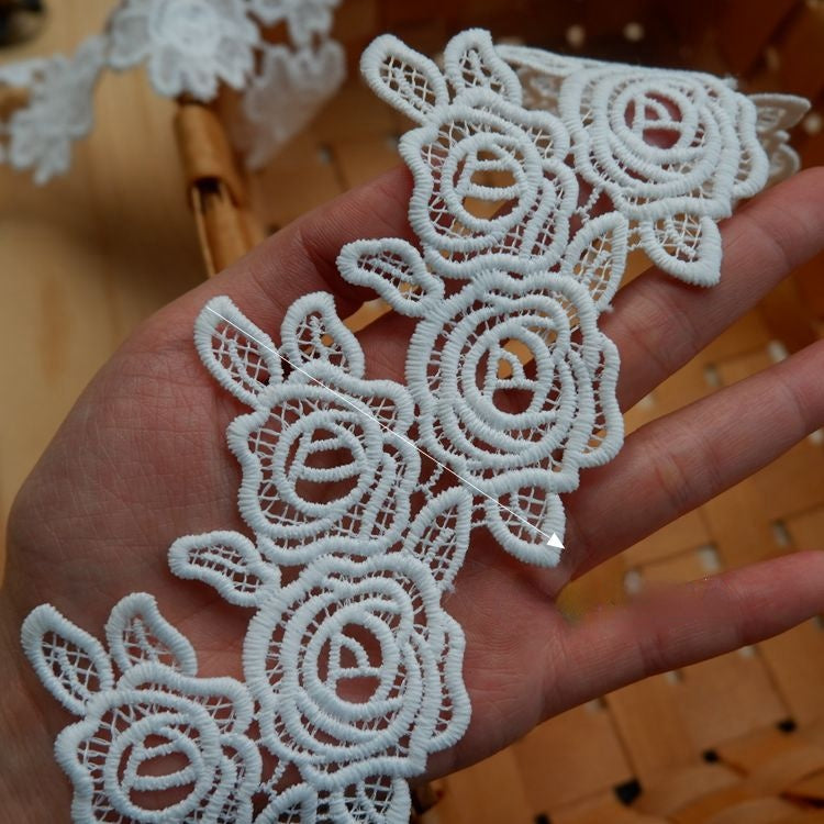 Rose Lace Trim Fabric Wedding Material LT0225-Lace Fabric Shop