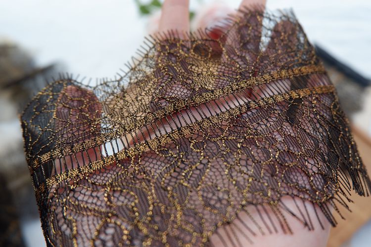 Golden Lace Fabric Trim Width 10-12 cm CL0062-Lace Fabric Shop
