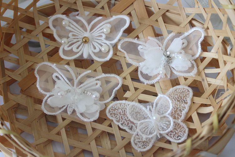 3D Beaded Lace Trim Single Butterfly BT0012-Lace Fabric Shop